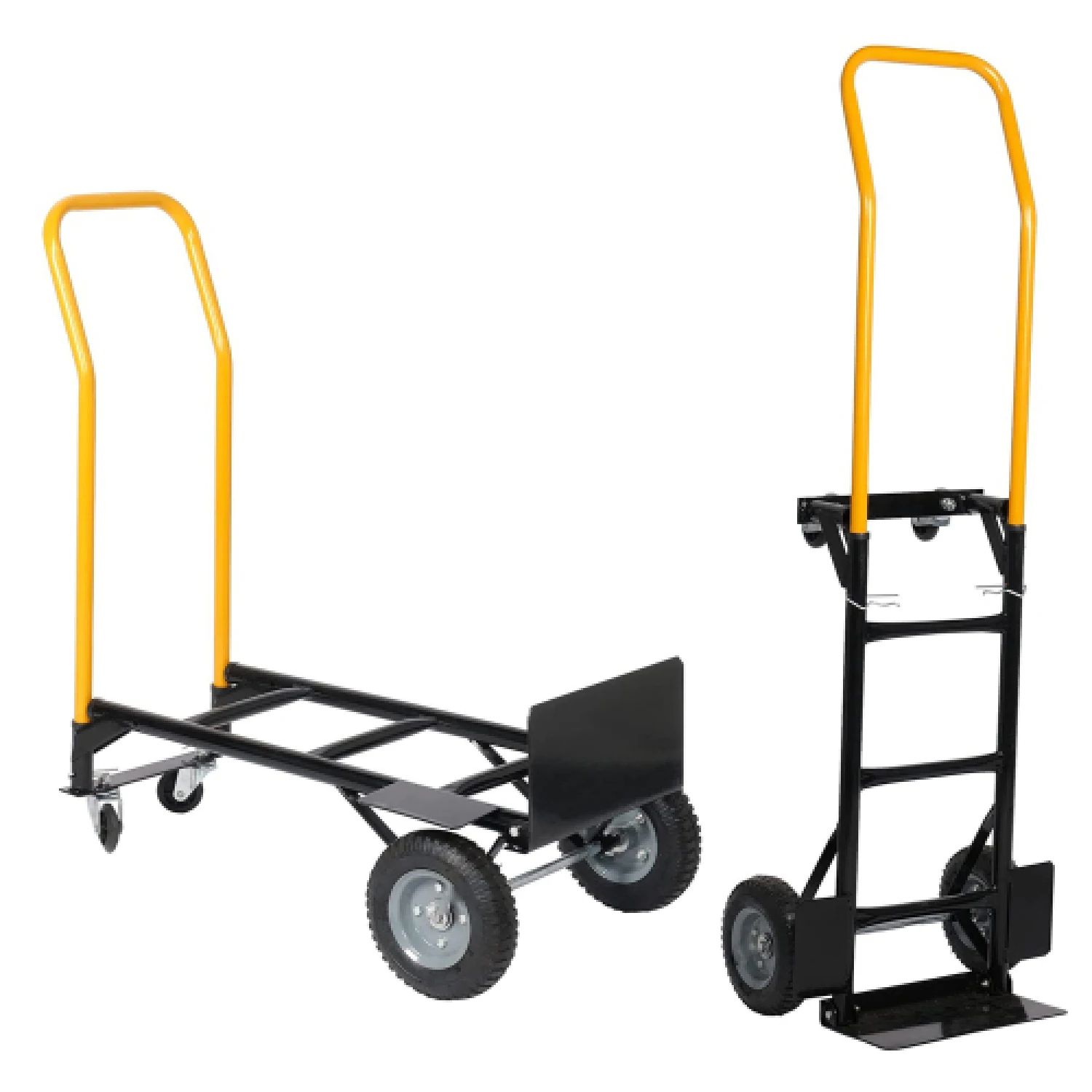 

Hand Truck Dual Purpose 2 Wheel Dolly Cart and 4 Wheel Push Cart with Swivel Wheels 330 Lbs Capacity Heavy Duty Platform Cart fo