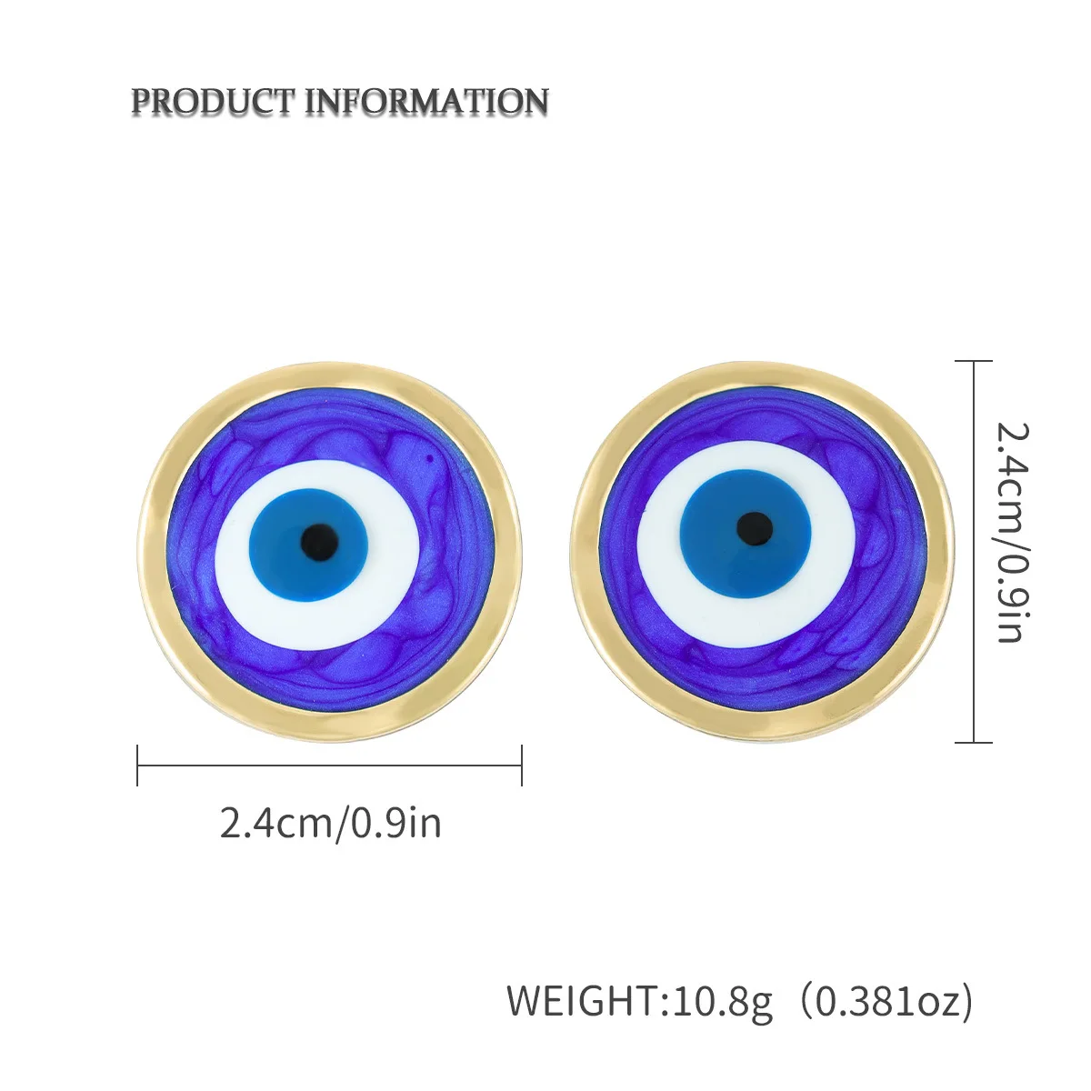 DAVINI Trendy Simple Turkish Blue Eye Drop Earrings Round Devil's Eye Enamel Stud Earrings Jewelry