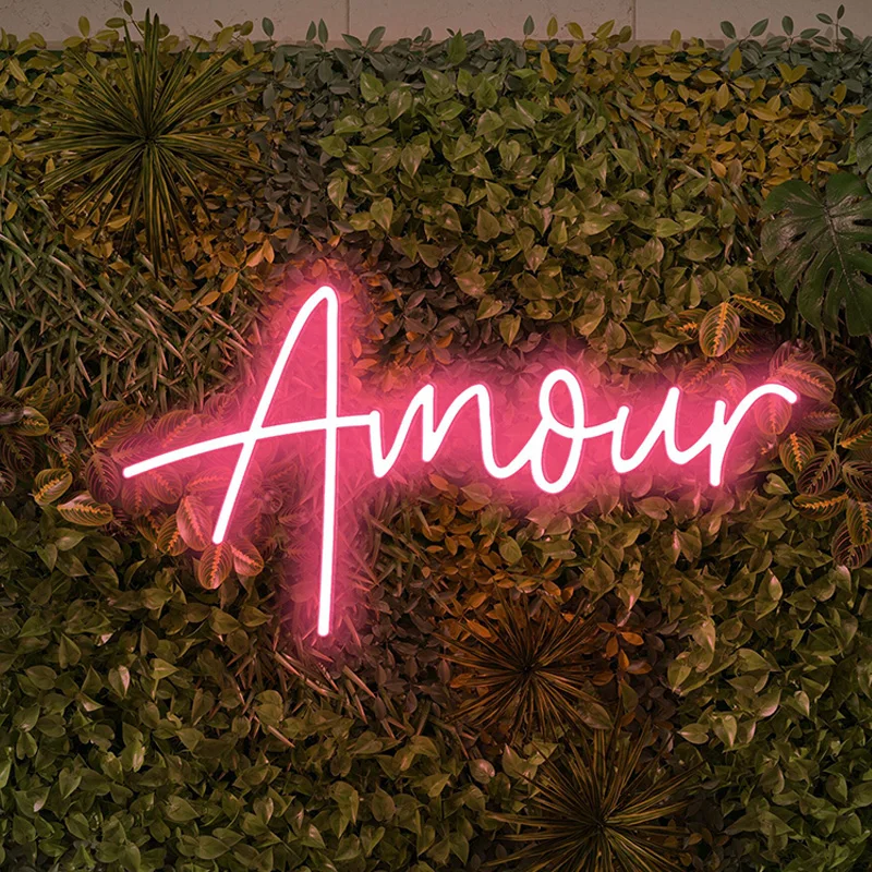 Imagem -03 - Amour-neon Led Sign Lights Pendurado na Parede eu te Amo Decoração Festa de Casamento Quarto Decoração do Quarto