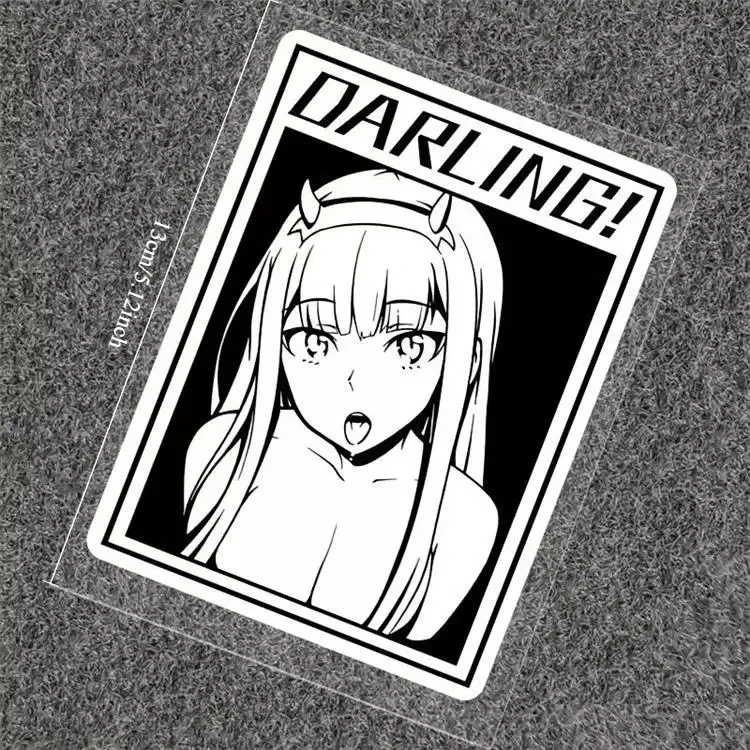 Waterproof Zero Two Darling Itasha Anime Vinyl Decal Scratch Resistant Anime Girl Sticker Auto Window Motorcycle Helmet Bumper