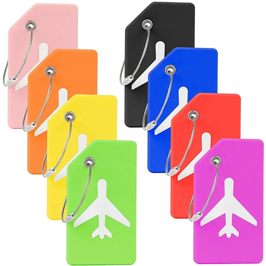 Silicone Luggage Tags Travel Hanging Tag Suitcase Tag Plane With Name ID Cards Anti-lost Solid Color Travel Accessories