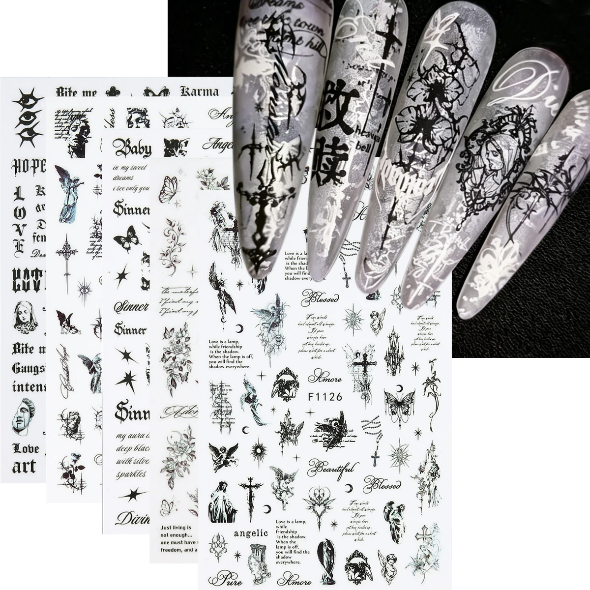Nail Art Zelda - Autocollants pour ongles de style gothique,