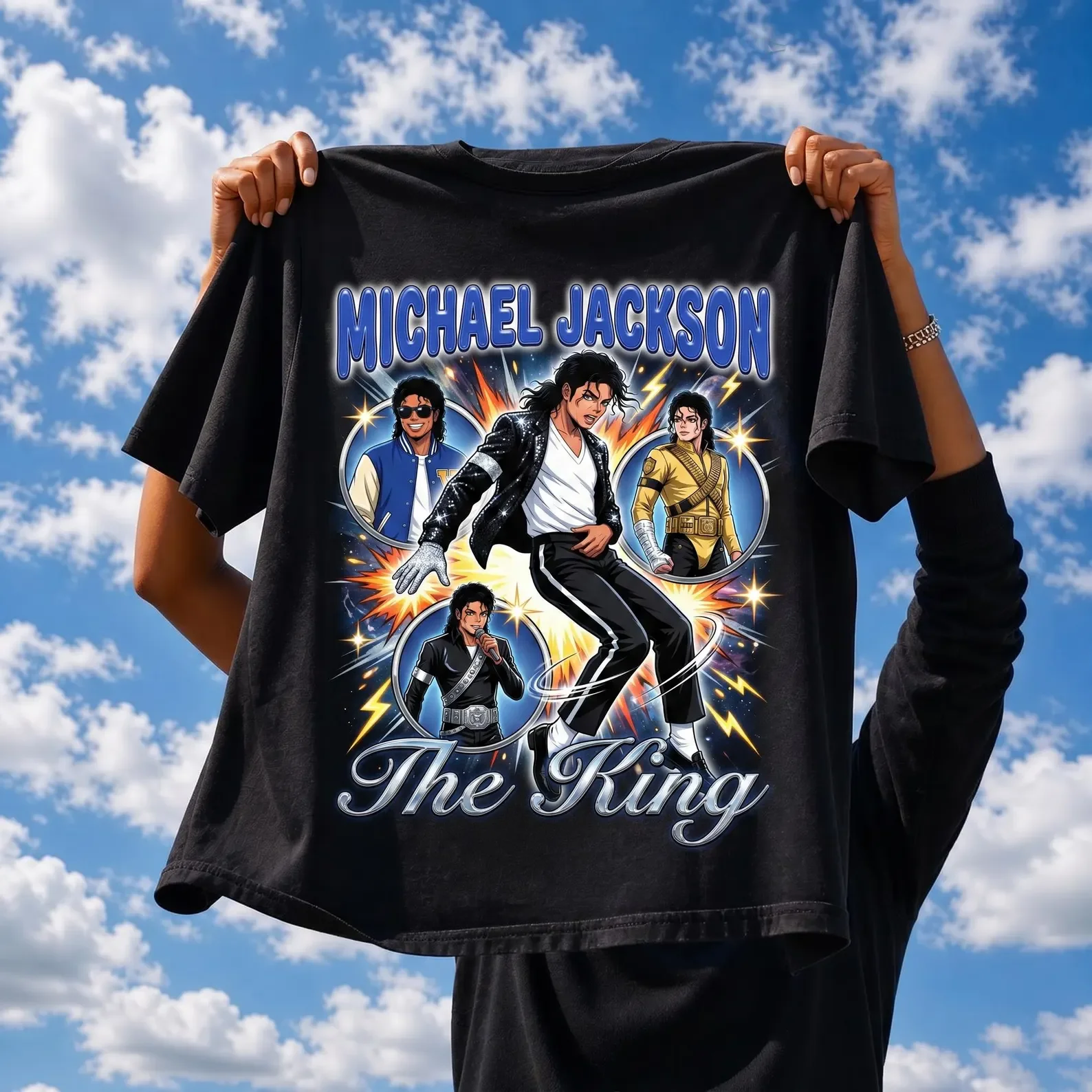 Michael Jackson Modern Redesign T-shirt Men and Women Summer Cotton Y2K Clothing Fashion Round Neck Short Sleeved Tee Fan Gifts