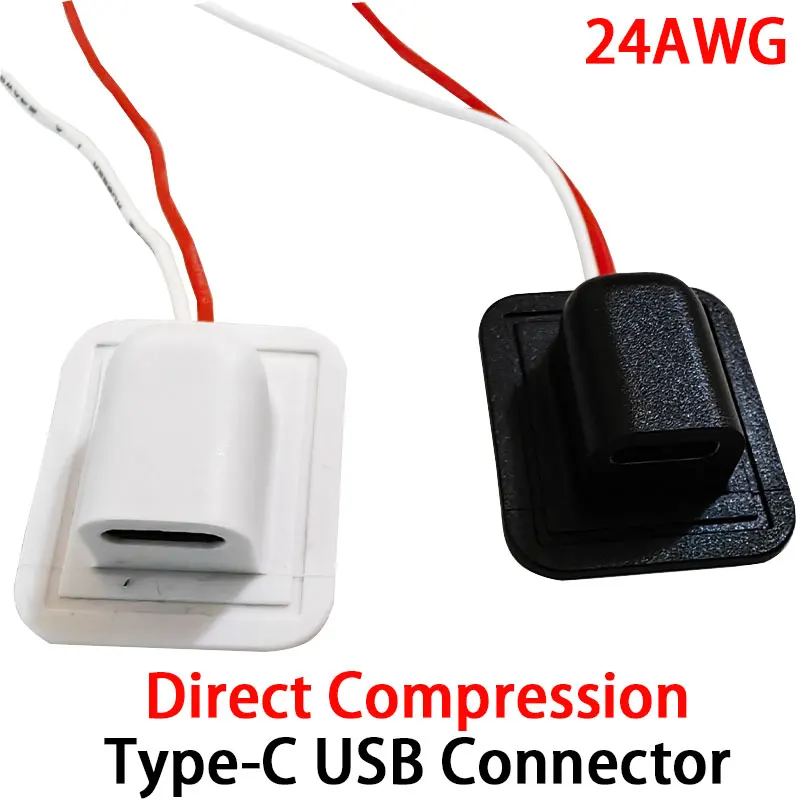 

Wire 20V 3A USB Type-C Waterproof USB Connector Direct Compression Female Base Female Socket Charging Interface with 24AWG