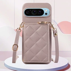 Crossbody Cards Solt Ring Holder Wallet Leather Case For Google Pixel 9 Pro 8 8Pro 8A 7 7A 6 6A Triple Fold Bag Pocket Cover