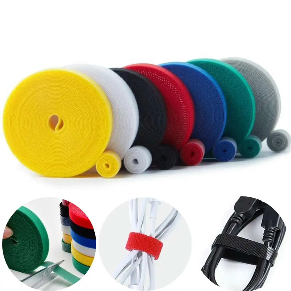 재사용 가능한 루프 번들 자체 접착 패스너, DIY 액세서리, 양면 벨크로 스트랩, 와이어 관리, 5 계량기/롤 케이블 타이