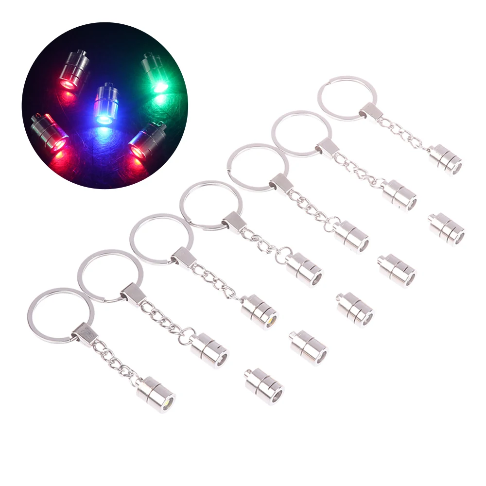 1Pc Keychain Charms Light LED Pendant Making Purse Collar Dog Flashlight Up Handbag Key Ring Safety Mini Emergency Flashlights