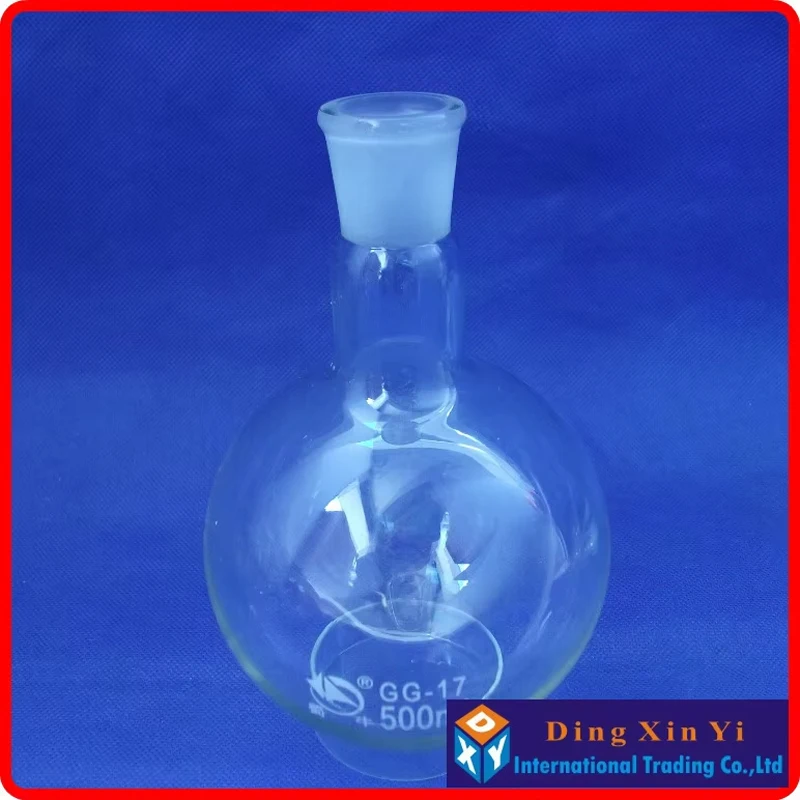 DXY Premium Round Bottom Glass Flask, Single Neck, Chemical Boiling Flask, 24/29, 1 Neck, 500ml