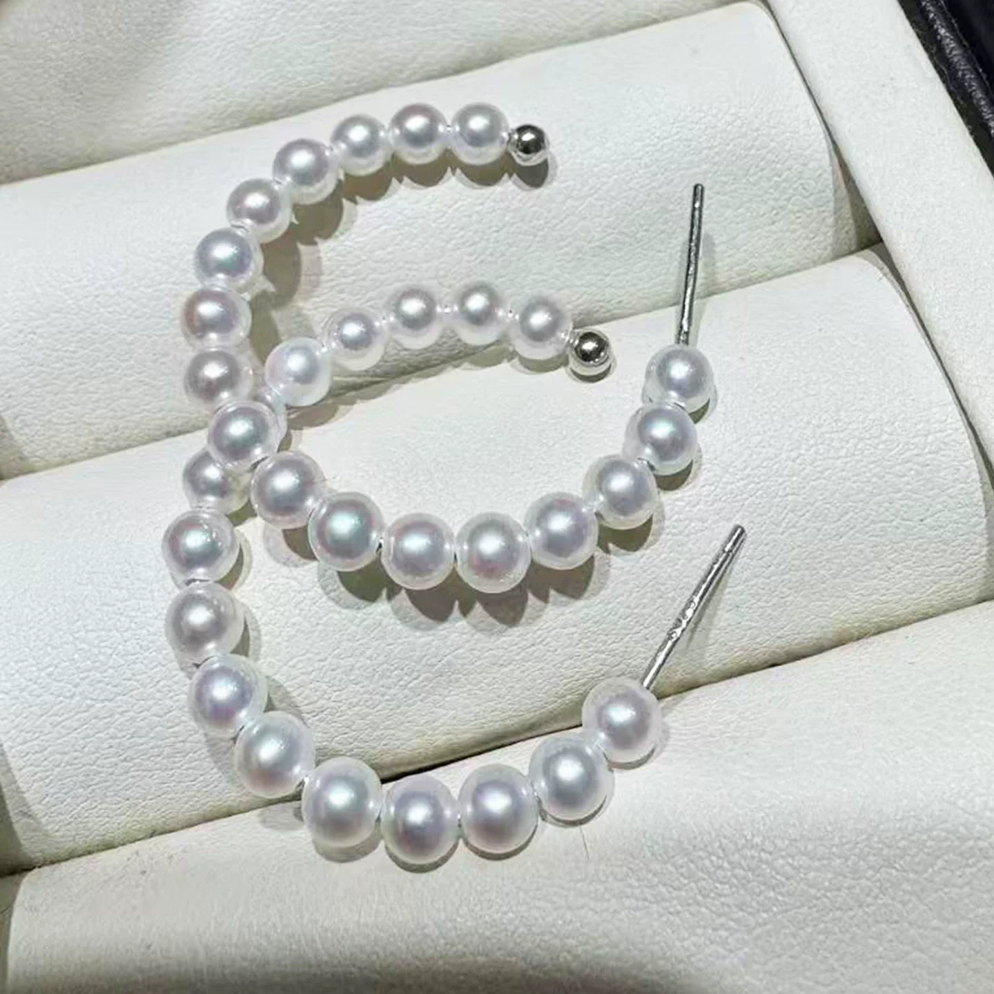 

Серьги из натурального жемчуга, кольцо-серьга, серебро 925 пробы, жемчуг AAA 4-5 мм