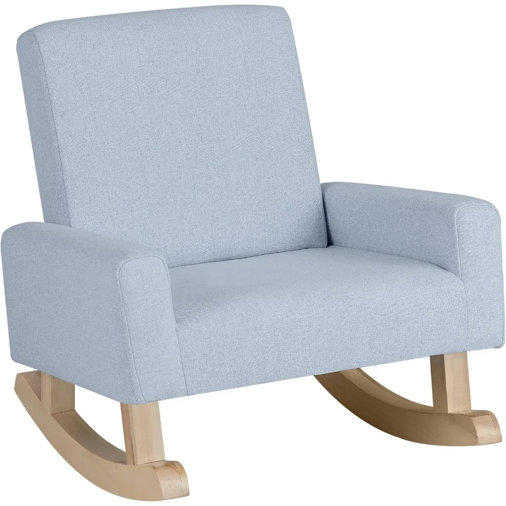 

Kids Sofa, Toddler Rocking Chair with Solid Wood Frame, Linen Fabric, Anti-Tipping Design, Children Furniture Armchair