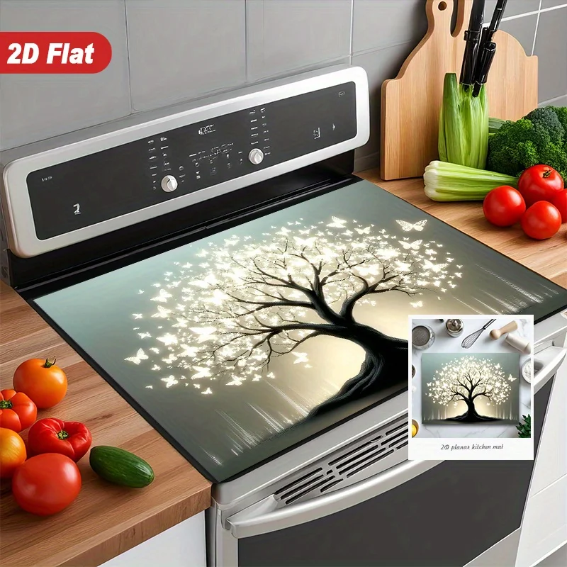 Enchanted Butterfly Tree Stove Mat Heat Resistant Cooktop Cover for Induction Ceramic Hobs Anti Slip Scratch Protector