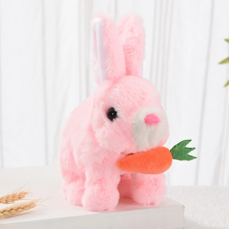 Llamativo muñeco conejo peluche, juguete eléctrico con forma oreja que salta, columpio