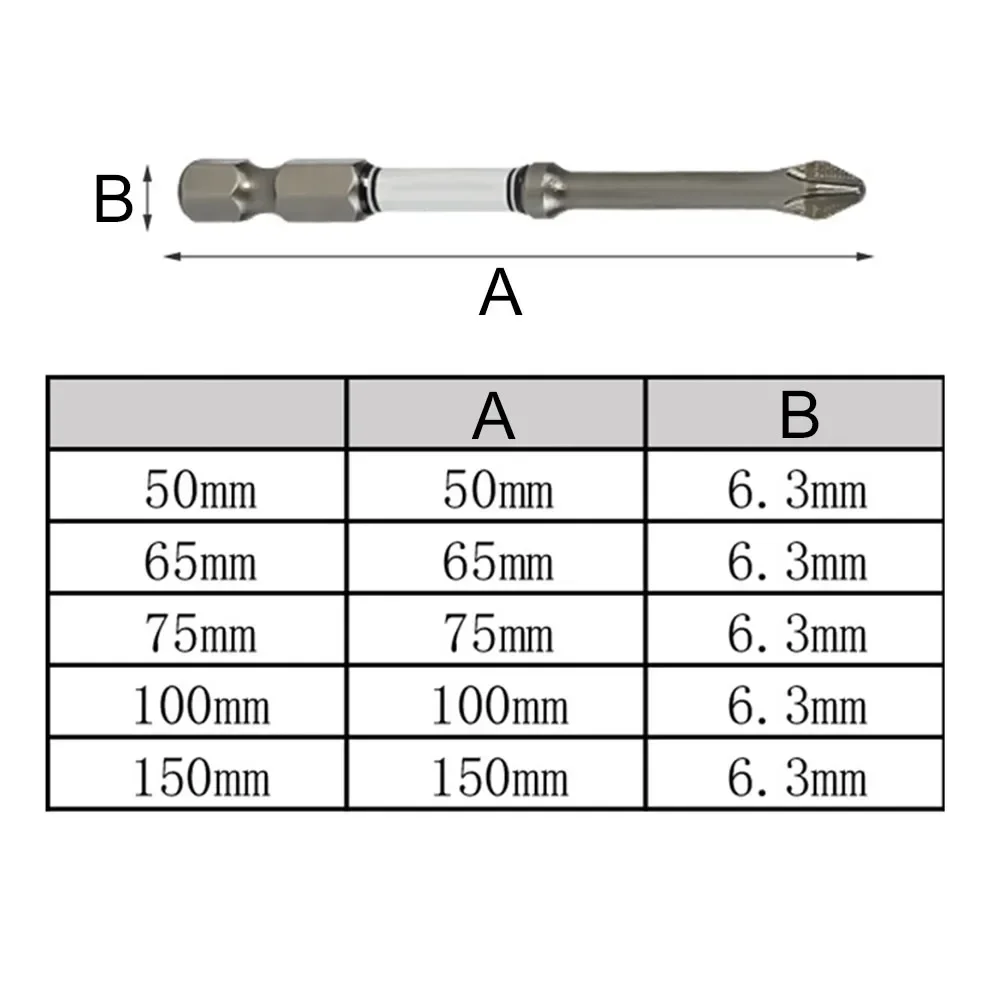 1pc Non-Slip Magnetic Cross Screwdriver Bit 1/4 Hex Shank PH2 Head Screw Driver Electric Screwdriver Bit Hand Tools 50-150mm