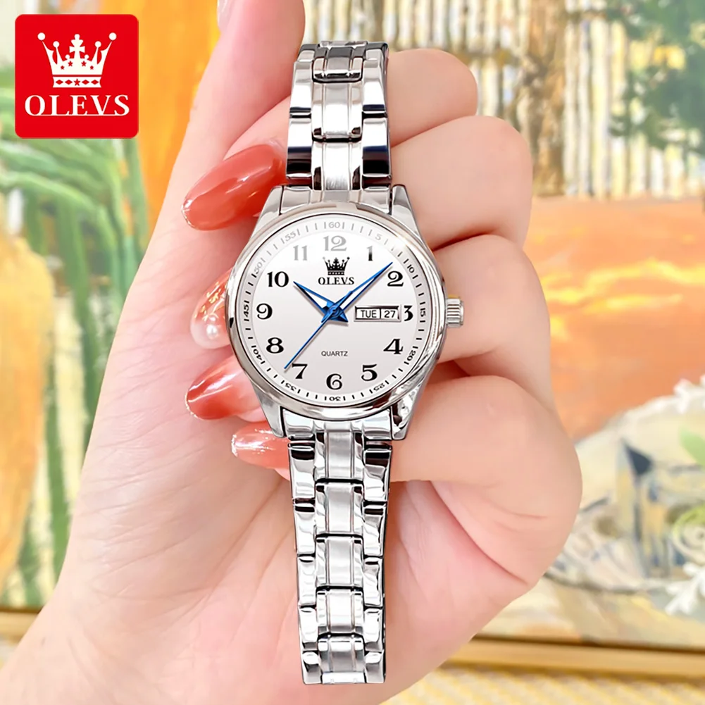 OLEVS Classics Fashion Original Luxury Elegant Lady Watch Stainless Steel Waterproof Quartz Lady Wristwatch Relogios Feminino