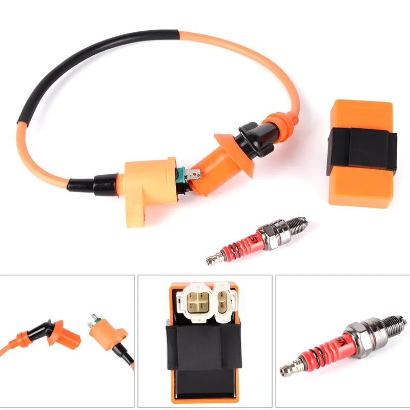 For GY6 50cc 125cc 150cc Racing Ignition Coil CDI + Spark Plug+ Ignition Coil Accessories