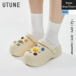 UTUNE Optics-Mules à Talons Hauts pour Femme, Chaussures d'Été et de Plage à Breloques, Pantoufles d'NikSouples Non ALD