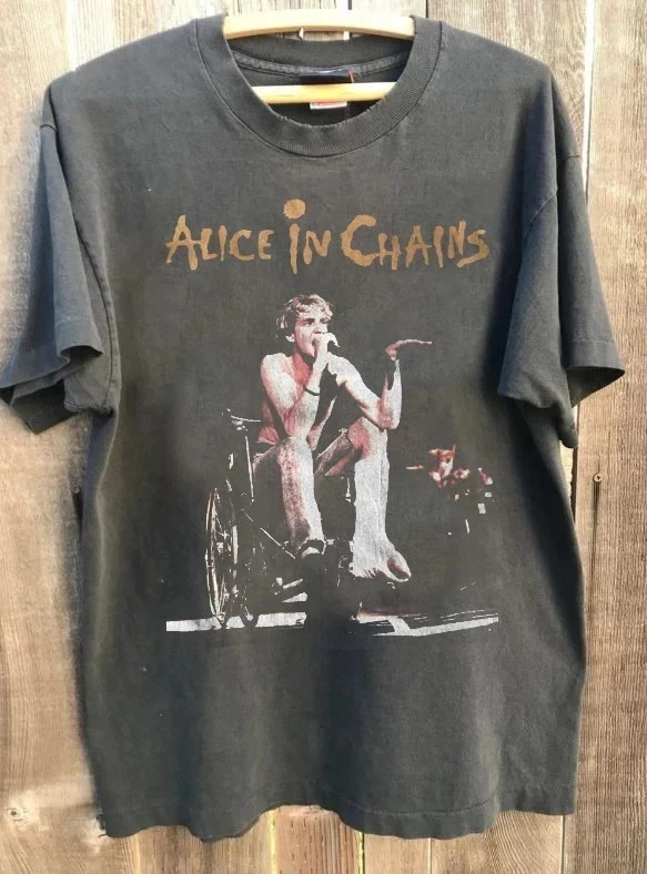 2026 Summer Women's Vintage Alice in chains T-Shirt Unisex Cotton and Breathable Short Sleeve Oversized Loose Casual