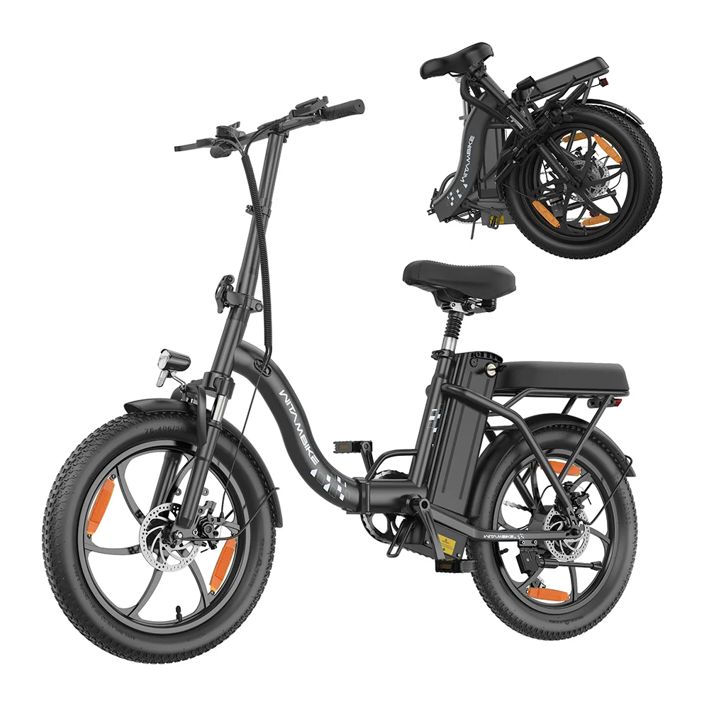 Witambike C16 Elektrische Vouwfiets 250W 48V 16Ah 20*3.0" Instapmodel Geïntegreerde Wiel Stadsfiets Vouwbare E-bike met Achterdrager Zadel Gaspedaal Mechanische Schijfrem 7-versnellingen Voorvering