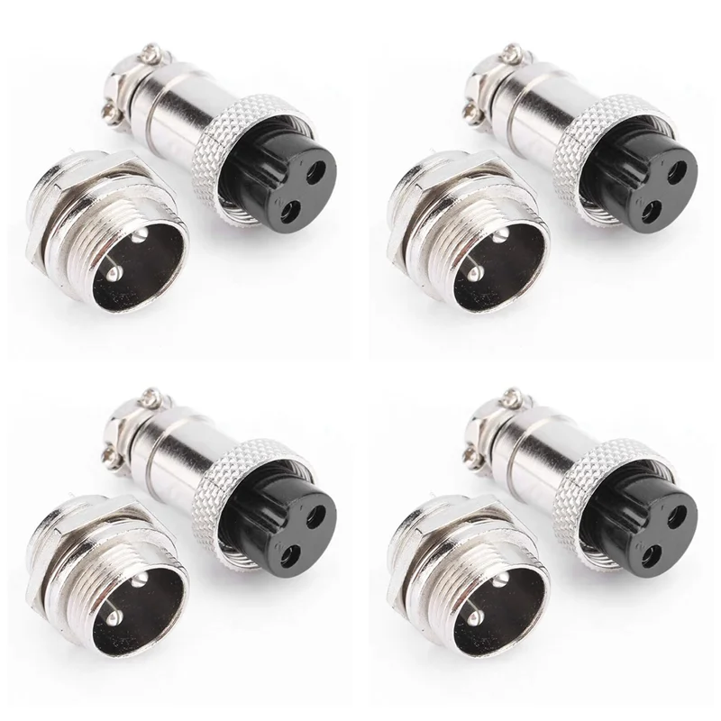 A64K 4X GX16 Aviation Connector 2-Pin 400V Screw Type Male And Female Butt Cable Connector Aviation Plug Socket Connector