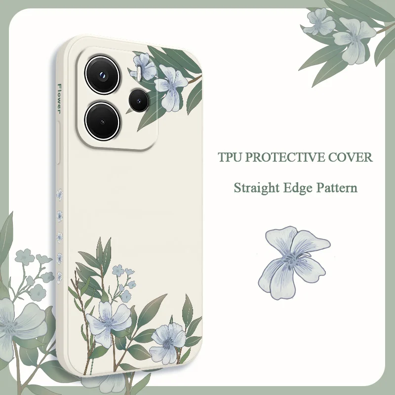 Incontro Fiori Cassa Del Telefono Per Xiaomi Redmi Nota 14 13 12S 11 11S 10 10S 9 9S 15 15C 14C Pro Plus 4G 5G Silicone Liquido Cov