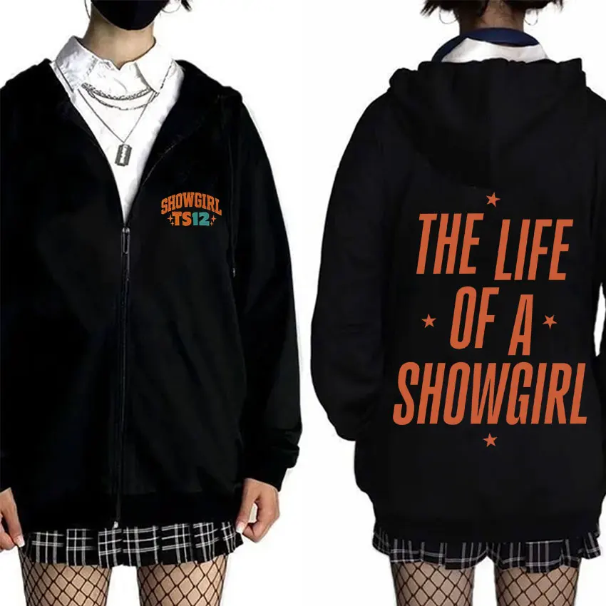 

Limited The Life of A Showgirl Album Zipper Hoodie Men Women Fashion Pop Music Zip Up Jacket Unisex Cotton Retro Zip Up Hoodies