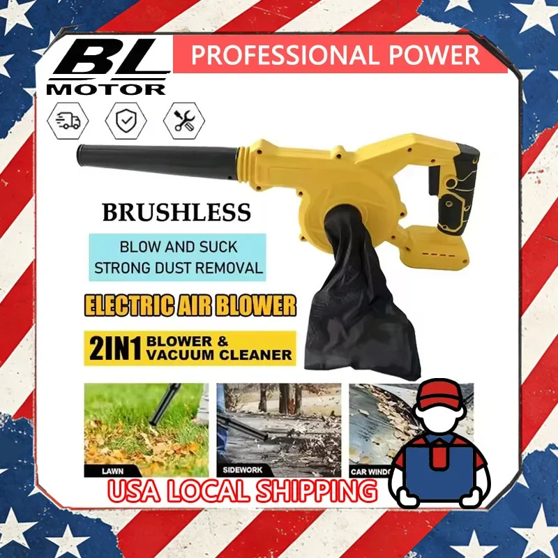 

Аккумуляторный воздуходув и пылесос 2-в-1 для DeWalt, электрический пылесборник для компьютеров, очиститель от листьев, для инструментов на 18В