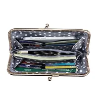 Genuine Leather Long Clutch Wallet Clip Bags Vintage Coin Purse Card Holder Key Lipstick Storage Phone Pouch Case For Women - Image 5