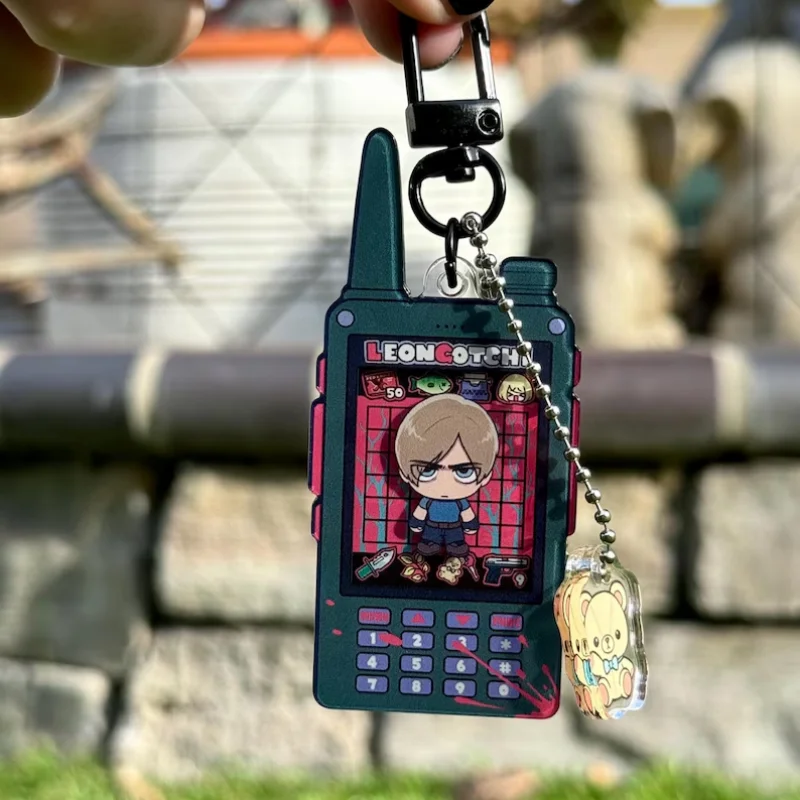 Leon Kennedy Tamagotchi Phone Virtual Pet Acrylic Keychain Cute Kawaii Mini Horror Anime