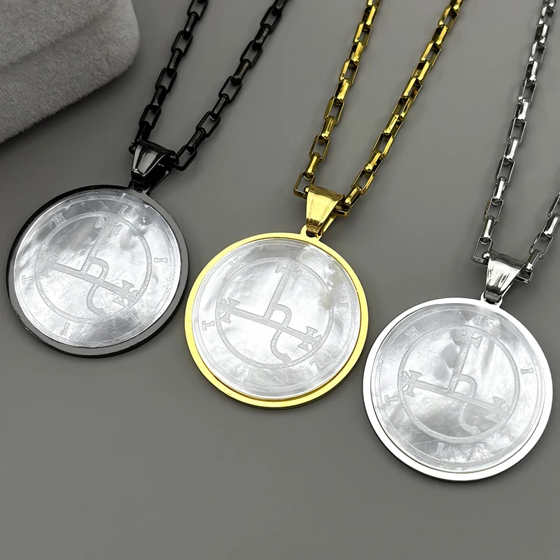 

Solomon 72 Pillars Of Demonic Gods Pendant Necklace For Women Men Stainless Steel Gold Color Shell Lilith Chain Jewelry Gifts