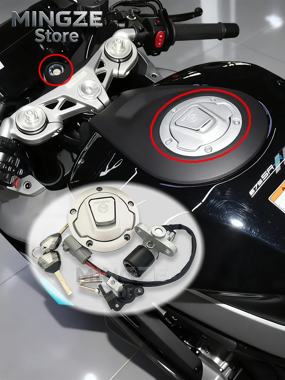 

Motorcycle Ignition Key Switch Lock Fuel Oil Tank Cover For CFMOTO 675SR CF675SR SR675 cfmoto 675sr