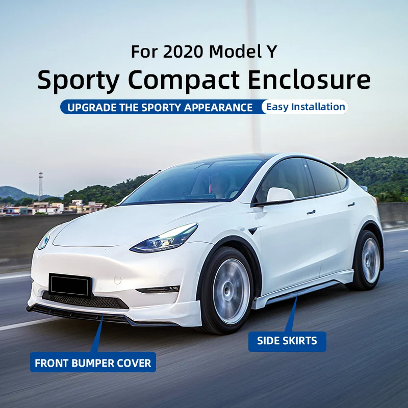 For Tesla Model Y 2020 Gloss Black PP Plastic Body Kit New Style Exterior Tuning Upgrade Accessories Easy Installation Front Lip