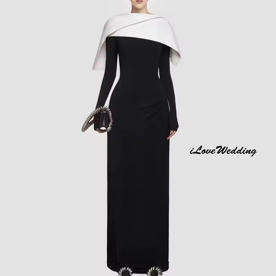 Vestidos de Noche elegantes con cuello alto, vestido de fiesta de manga larga para mujer, vestidos formales hasta el suelo, vestidos de graduación plisados personalizados 2025