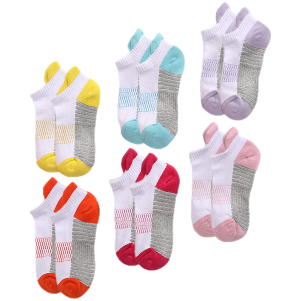 

6Pairs Running Anti-Slip Socks Thickened Bottom Cushioned Cotton Short Ankle Socks Athletic Sports for Men Women