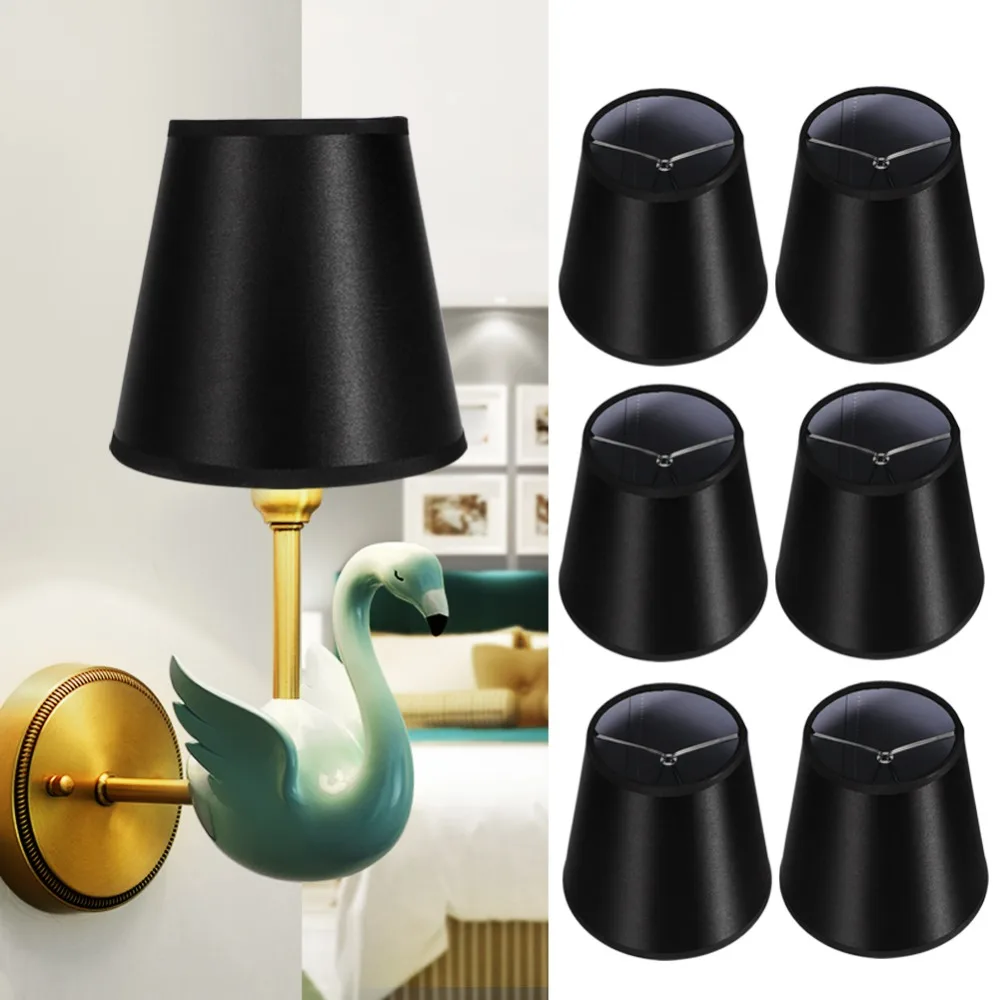 

6PCS Decorative Black Chandelier Lamp Shades Metal Cloth PVC Clip On Clip On Lamp Shades Cloth Chandelier Shades Bedroom