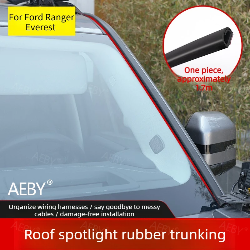 

For Ford Ranger Everest 2015-2021 Wire hider rubber wiring cover roof light bar self-adhesive,Hidden routing rubber strip
