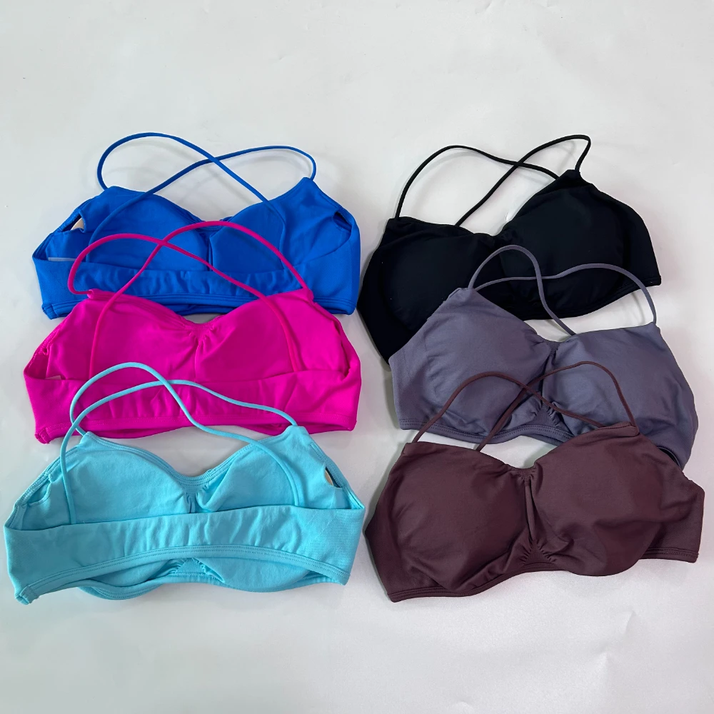 Pericic Nahtloser Sport-BH für Damen, Kreuzgurt-Rücken, Yoga-BH, V-förmig, gepolstert, Gym-Top, Yoga-Unterwäsche, Fitness-Workout-Kleidung – Detail 6