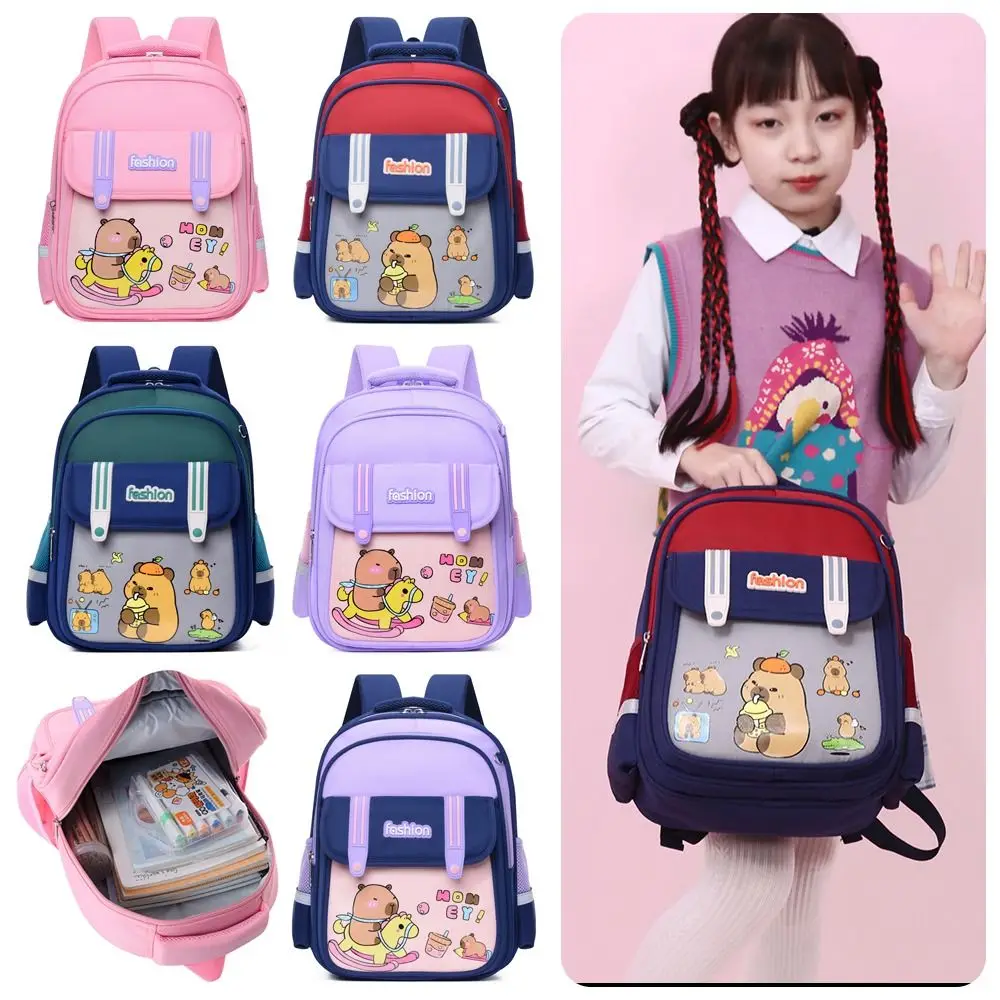 Fashion Cartoon Capybara Backpack Waterproof Light-weight Capybara Schoolbag Large Capacity Alleviate Burden Backpack School