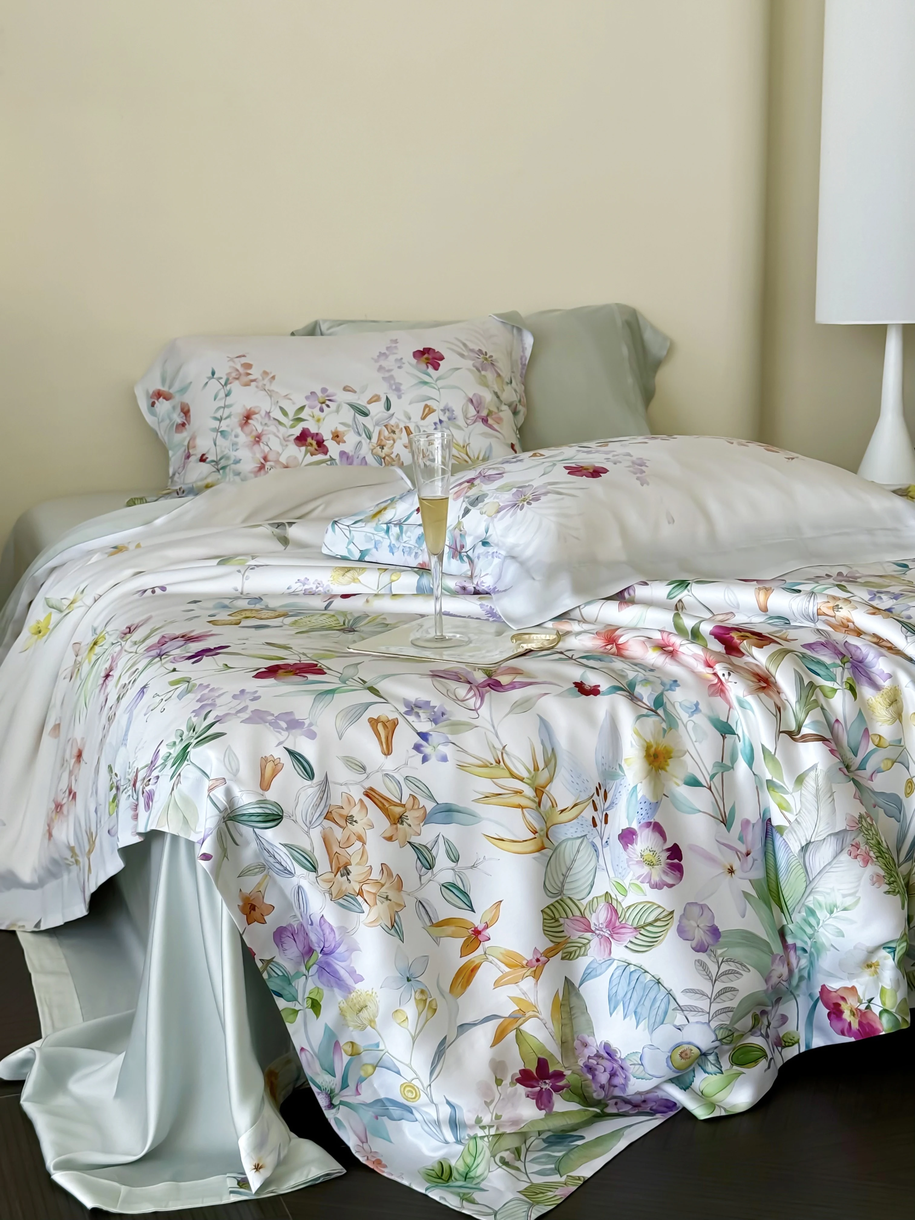 Floral Print 100% Cotton Bed Linen Bedding Sets Soft Skin Friendly Duvet Cover Bed Sheet Pillowcase Bedding Set