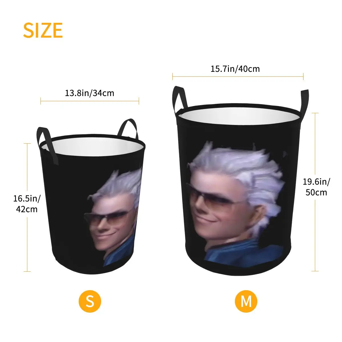 Vergil From The Devil May Cry Series Foldable Laundry Baskets Dirty Clothes Home Organizer Large Waterproof Bucket For Home Kids