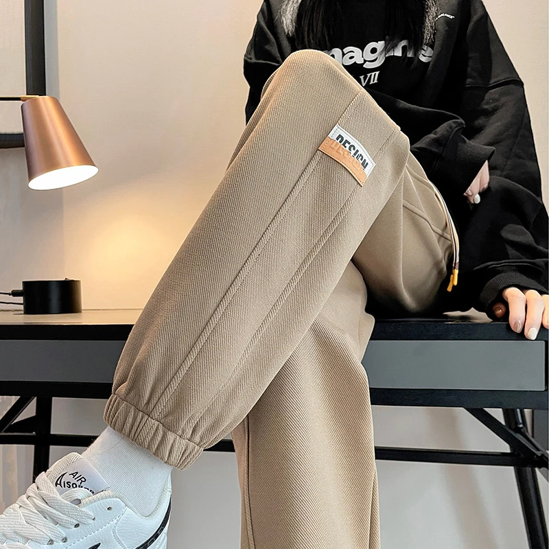 Khaki Sports Pants Women's Casual Trousers High Waist Slimming Small Size Trendy Brand Cuffed Harem Sweatpants