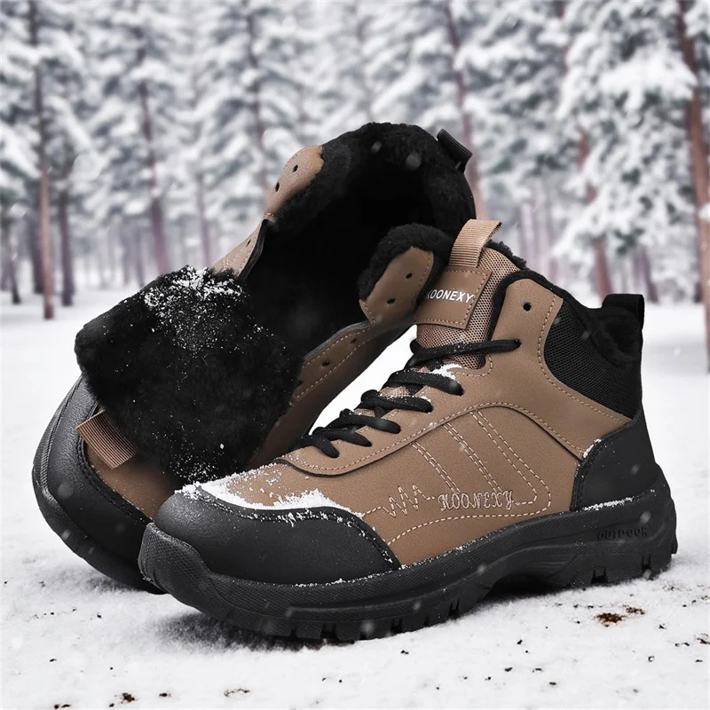 

Зимние мужские зимние ботинки с высоким берцем на толстой подошве, повседневная спортивная мужская обувь большого размера, плюшевая утолщенная теплая хлопковая обувь