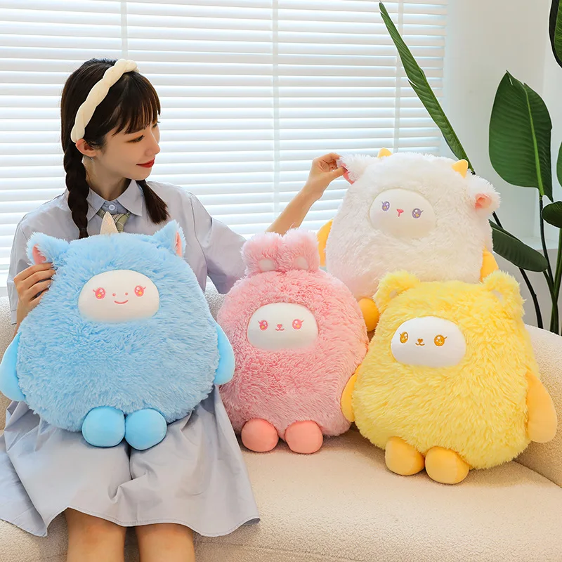 Cute Fat Round Ball Sheep Unicorn Plush Toys Anime Cartoon Soft Stuffed Animals Throw Pillow Sofa Cushion Home Decor Girls Gifts