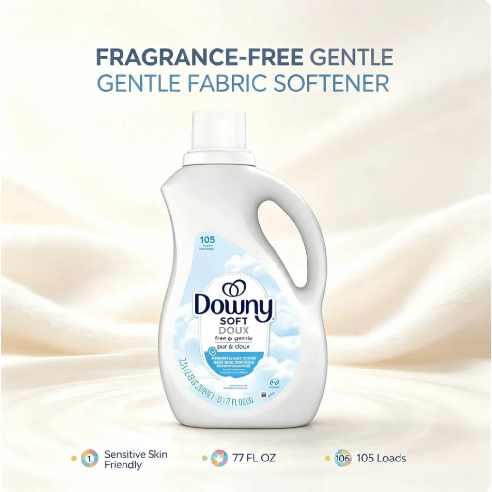 Hypoallergenic Unscented Dye-Free Liquid Fabric Softener Sensitive Skin Laundry Conditioner 77 fl oz, 105 Loads