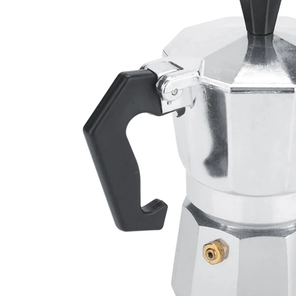 Aluminum Moka Pot 2 Cup Size 100ml Capacity Stovetop Coffee Percolator Silver Italian Coffee Maker Cafe Brewing