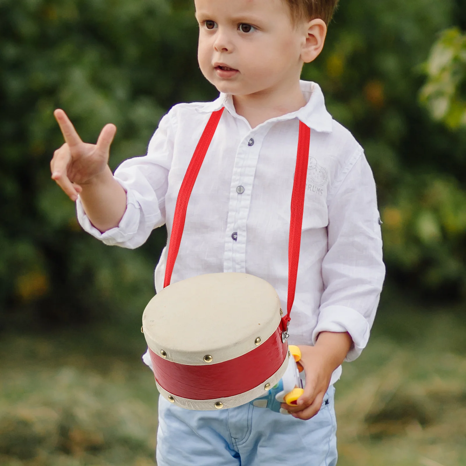 مجموعة طبلة من جلد الغنم طبلة كمين حمراء محمولة للمبتدئين أداة قرع تعليمية مع أفخاذ خشبية