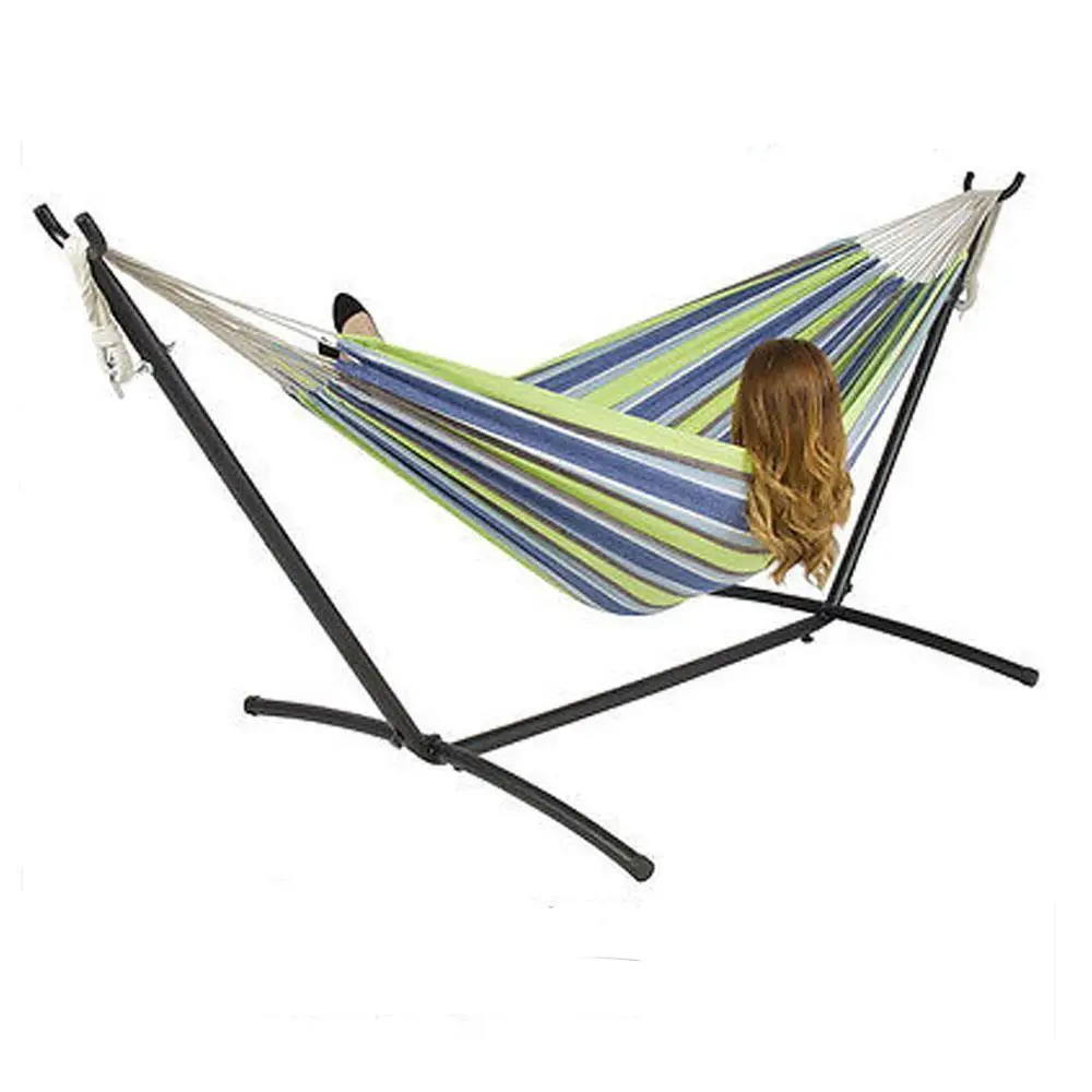 

Double Hammock with Space Saving Steel Stand and Portable Carrying Case Patio