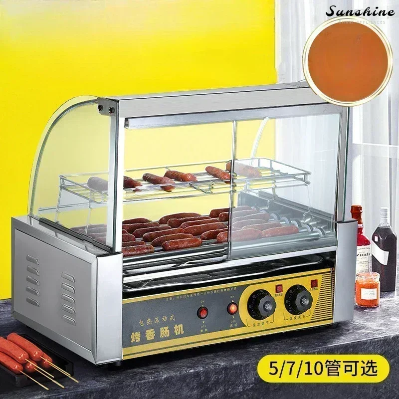 

Commercial Mini Hot Dog Machine/Sausage Roaster. Small, Automatic, Desktop. hot dog machine