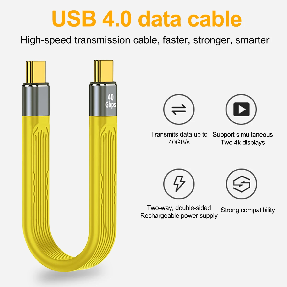 USB4.0 Data Cable 40Gbps USB C to Type C Short Cable PD100W Gen3 8K 60Hz Cabel for iPhone 15  Thunderbolt 3 SSD Power Bank Cord