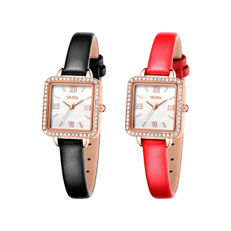 Relojes Para Dama con esfera cuadrada, reloj de diamantes Para mujer, lujo, chica de la suerte, regreso a los antiguos
