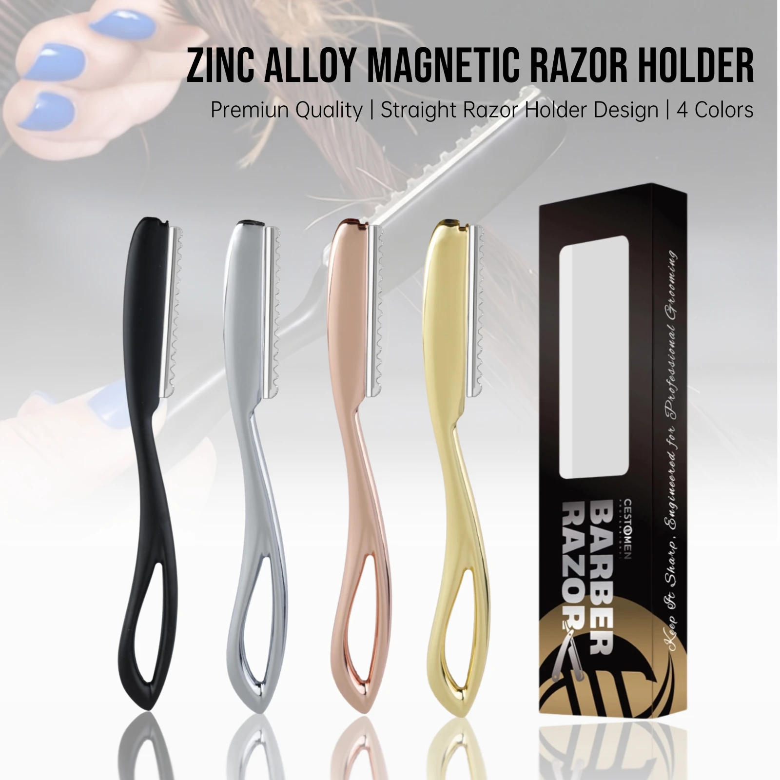 New Magnetic Straight Razor Holder Barber Hair Thinning Razor Professional Manual Hair Removal Knife Salon Haircut Shaping Tool